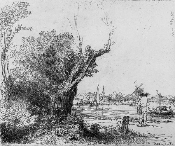 Голландский пейзаж Рембрандт мельница