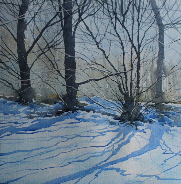 Зимнее дерево живопись