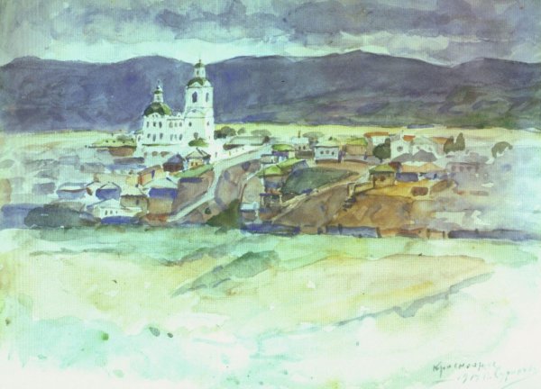 Красноярск в районе Благовещенской церкви Суриков