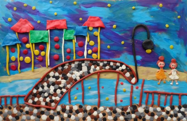 Пластилинография на тему город в младшей