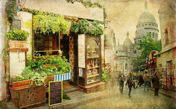 Винтаж кафе Франция улочки