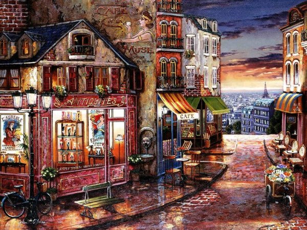 Винтаж кафе Франция улочки