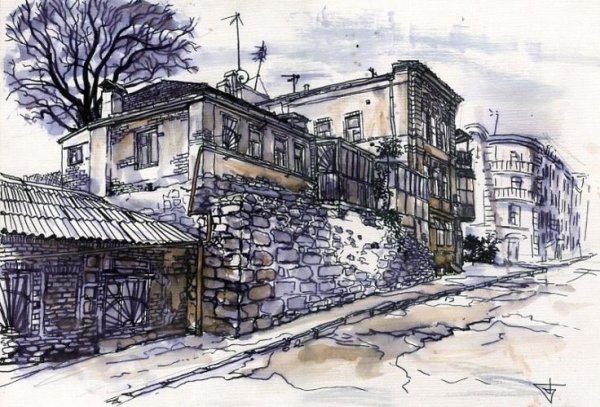 Городской пейзаж Графика