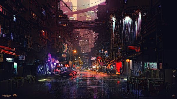 Cyberpunk 2077 арт город