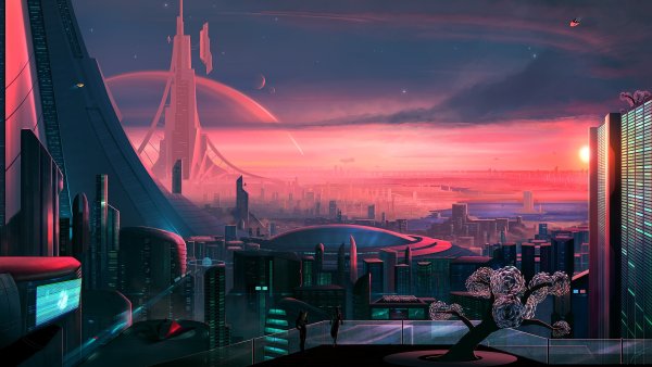 Cyberpunk 2077 City небоскребы