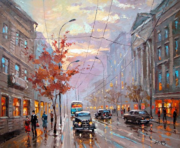 Кузема акварель ночной Питер