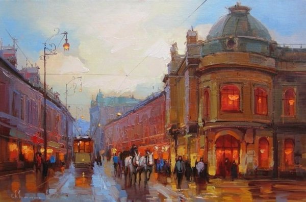 Городской пейзаж в графике