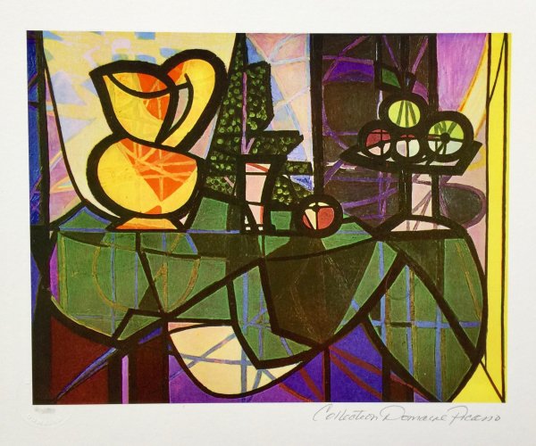 Пабло Пикассо «обнаженная на фоне бюста и зеленых листьев»