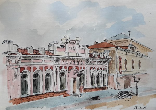 Архитектура города зарисовка