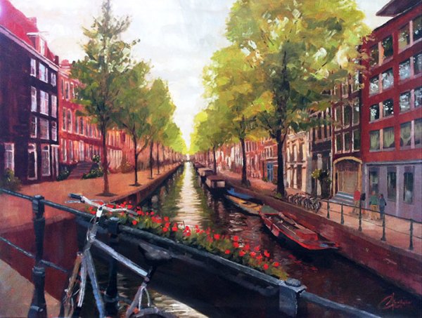 Канал в Амстердаме картина