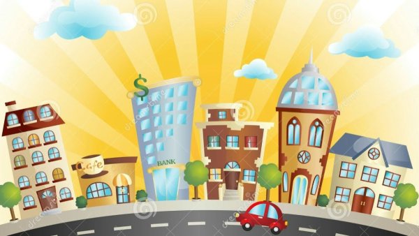 Дети мультяшные в городе