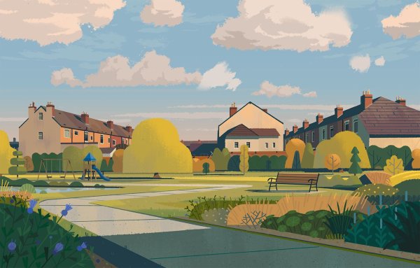 Пейзаж мультяшного города