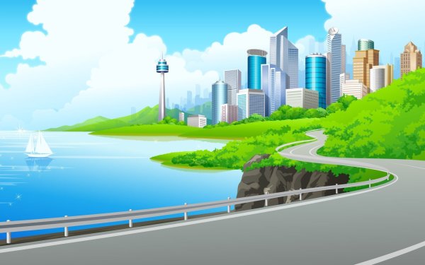 Фон с дорогой мультяшный