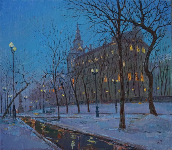 Сретенский бульвар художник Алдошин