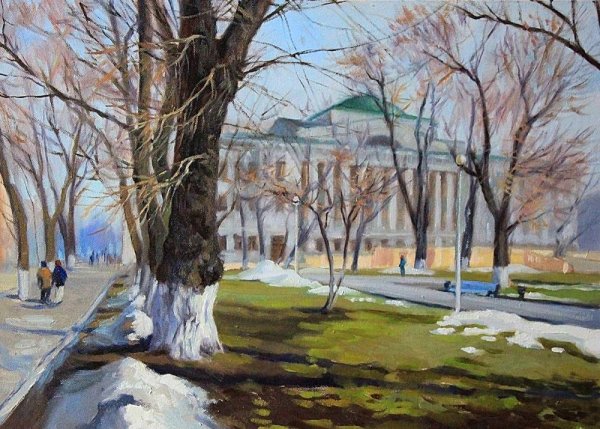 Весна в городе живопись