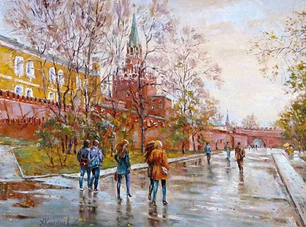 Городской пейзаж со стаффажем