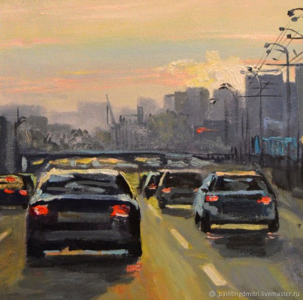 Живопись автомобили в городе