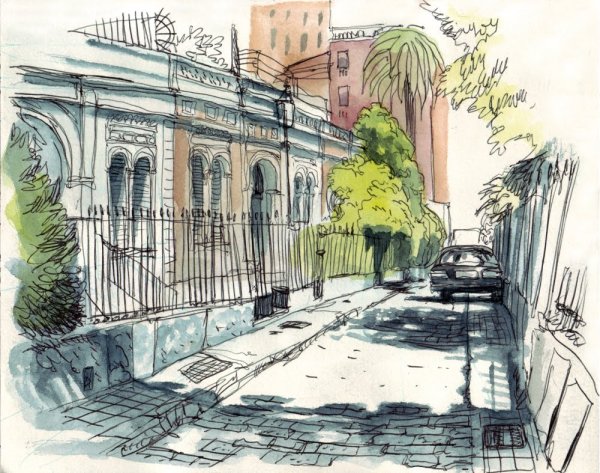 Здания акварелью