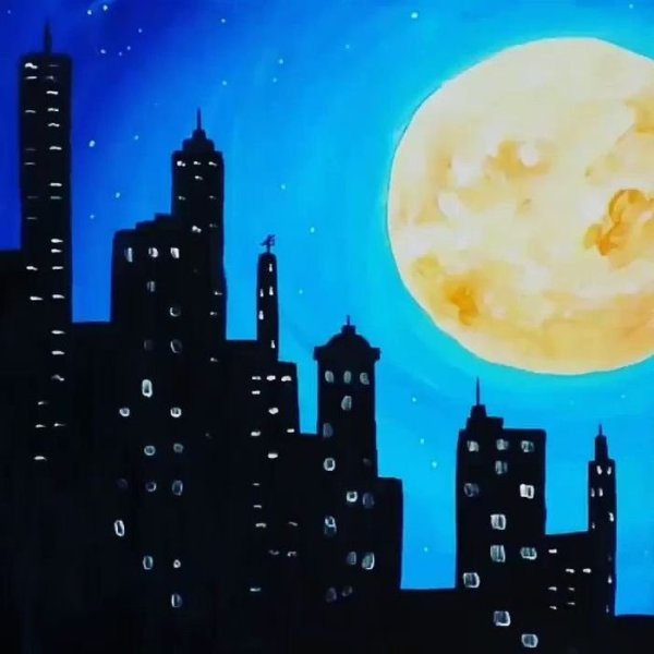 Рисование ночной город