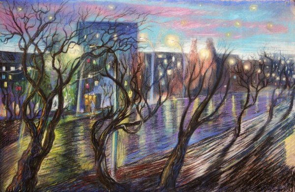 Декоративный пейзаж пастелью