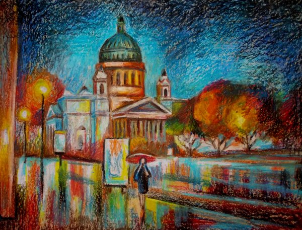 Правополушарное рисование городской пейзаж