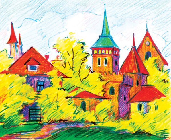 Рисование Вечерний город в старшей группе