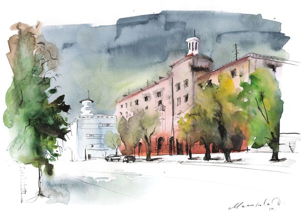 Городской пленэр акварель