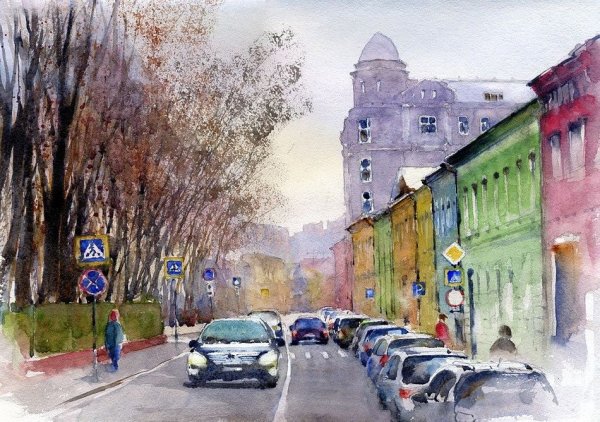 Владимир Тупоршин акварель городской пейзаж
