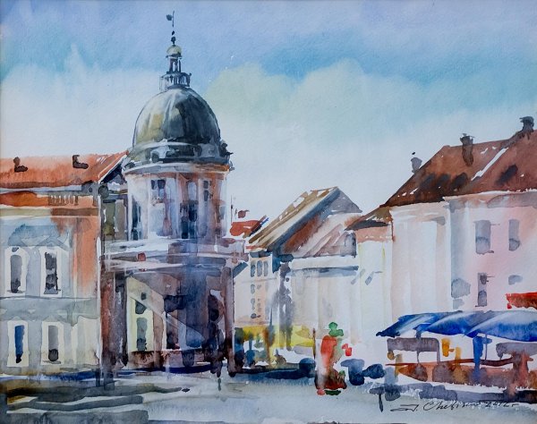 Игорь дубовой художник акварель городской пейзаж