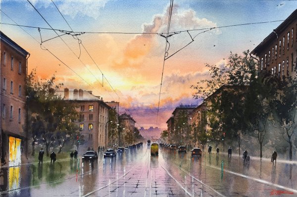 Городской пейзаж Шалаев Алексей живопись московские улочки