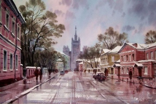 Акварель Владимира Тупоршина пейзажи города