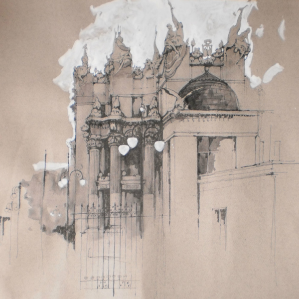 Пейзаж пастелью, углем, сангиной