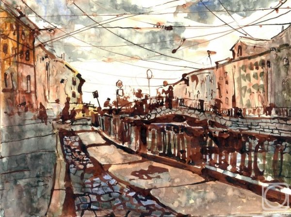 Петербург дождь акварель