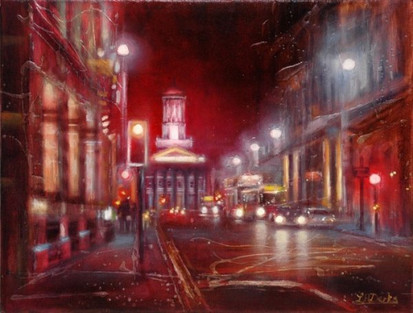 Городской пейзаж масляной пастелью