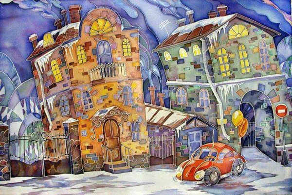 Батик городской пейзаж