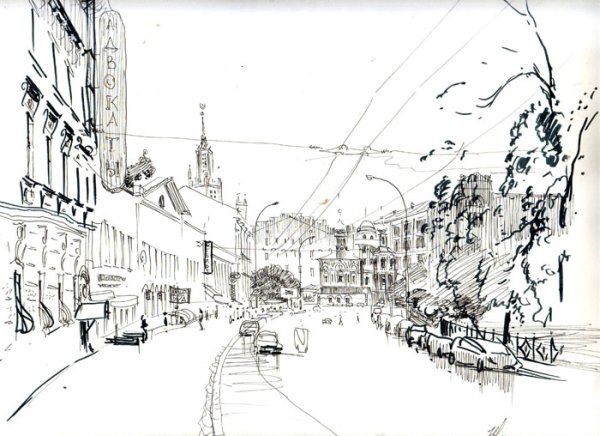 Скетч городской пейзаж