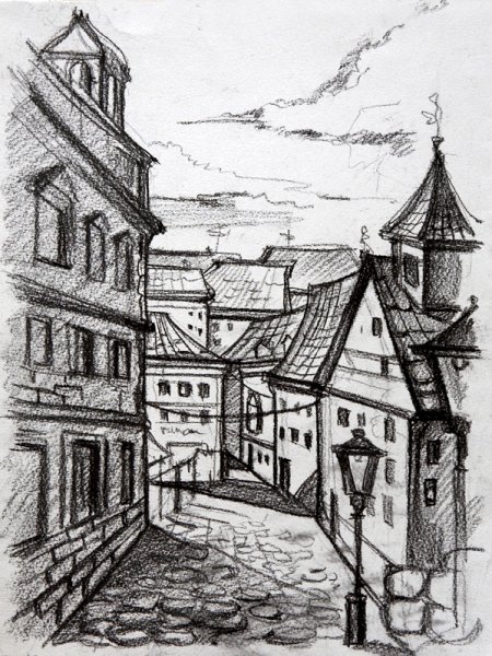 Архитектурный пейзаж в графике