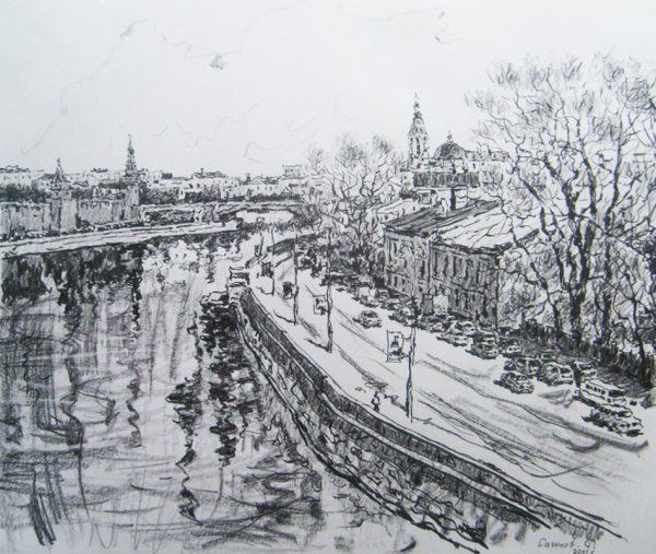 Набросок городского пейзажа легкий