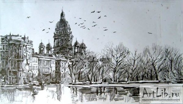 Зарисовка города линейная перспектива