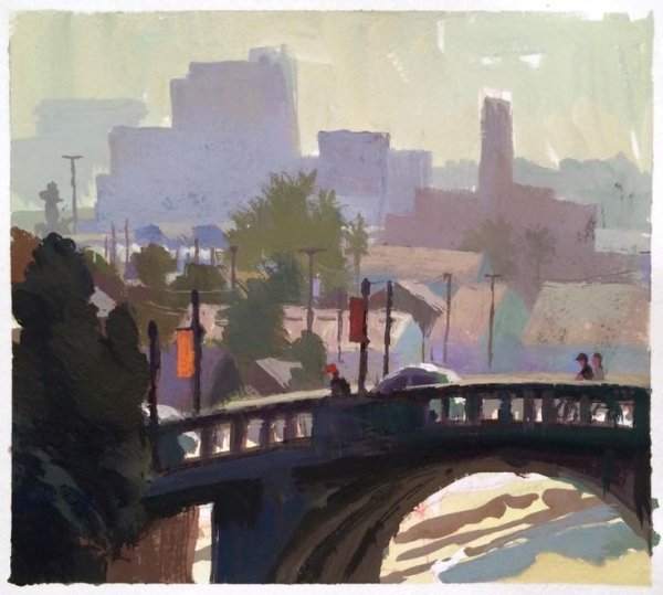 Декоративный пейзаж гуашью