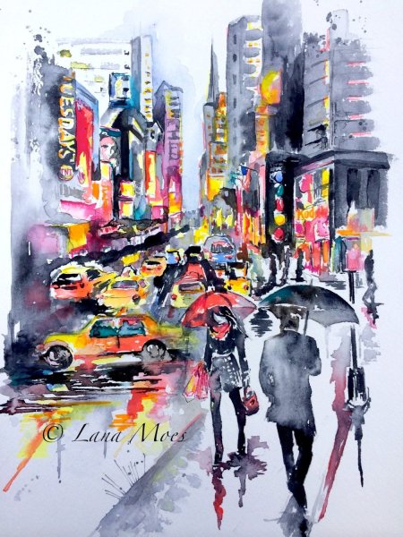 Живопись Нью Йорк акварель