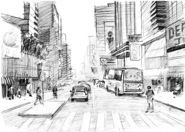 Зарисовка дорог в городе