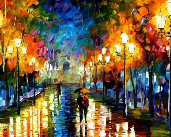 Художник Афремов Леонид дождь в Париже
