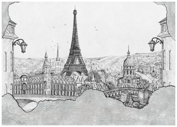 Фреска Париж Эйфелева башня