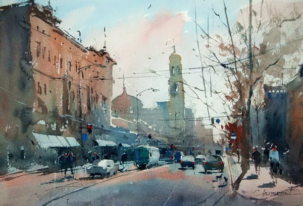 Картины Александра Стародубова. Старая Москва. Арбат