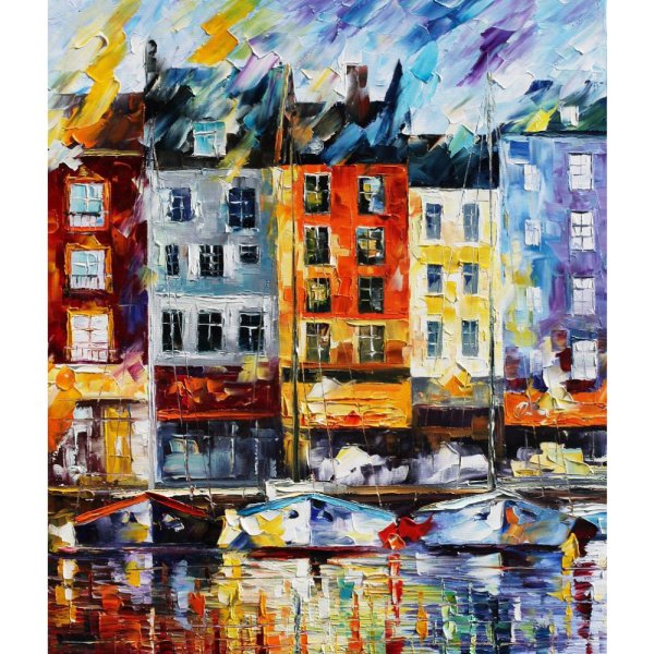 Ночной город маслом и мастихином