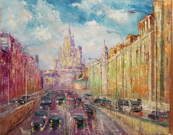Живопись городской пейзаж Москва масло