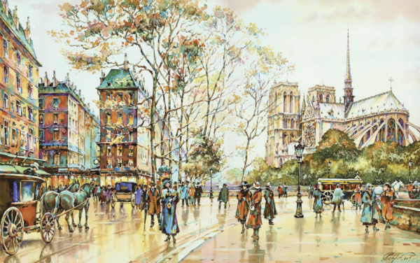 Улицы Парижа акварель
