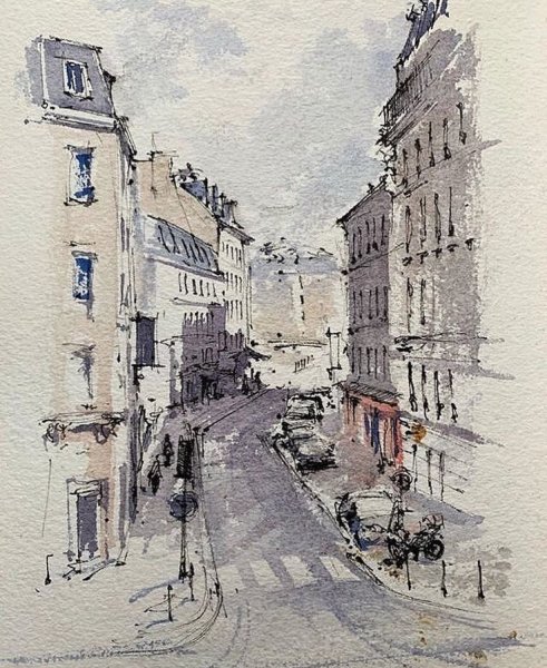 Париж акварельный скетчинг