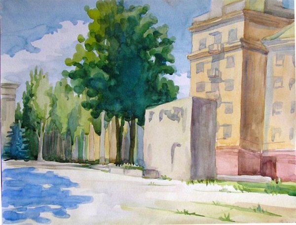 Пейзаж города линейная перспектива